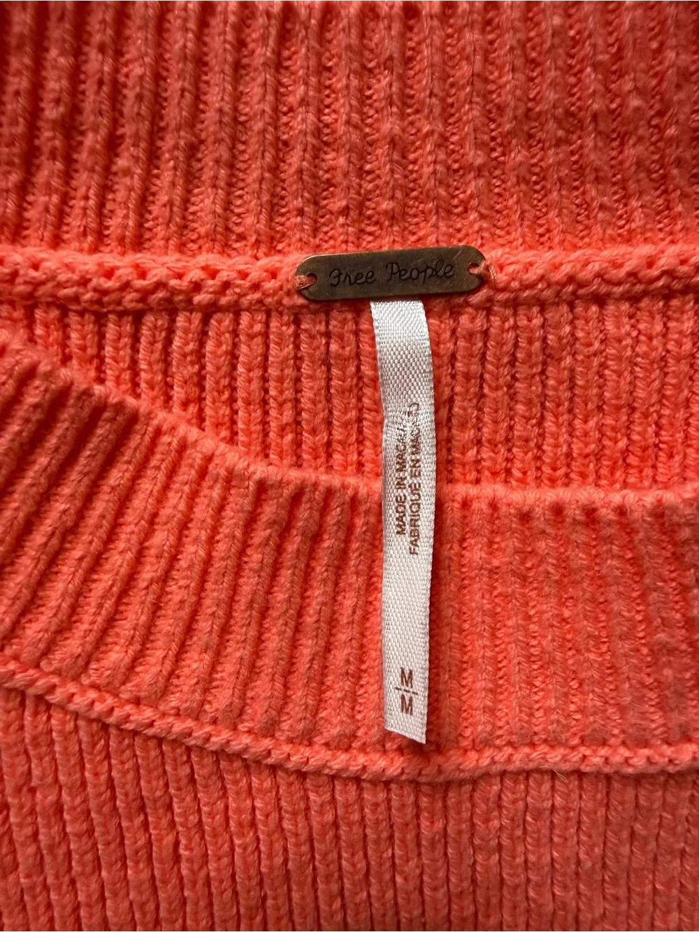 Free People Easy Street Striped Cropped Sweater Coral size Medium